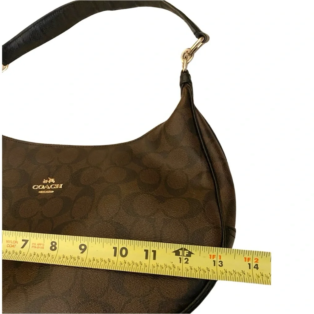 Coach Harley East West Hobo Shoulder Bag Signature Black Brown Gold F38267 - Picture 14 of 16